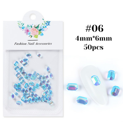 50db Aurora Sugar Cube körömbűvek Decoracion strasszok jég nyolcszögletű kristály gyémántok barkácsolt műgyanta körmök kellékek kellékek