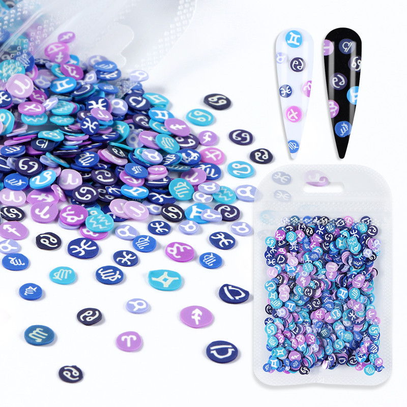 1 csomag Constellation Logo Nail Art flitteres ékszer akril agyag lap manikűr dekorációs kiegészítők barkácsolás gél körömdizájnhoz