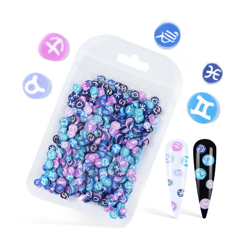 1 csomag Constellation Logo Nail Art flitteres ékszer akril agyag lap manikűr dekorációs kiegészítők barkácsolás gél körömdizájnhoz