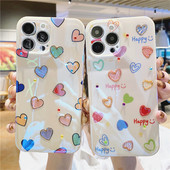 Χαριτωμένη πολύχρωμη θήκη τηλεφώνου Laser Love Heart για iPhone 14 Pro Max 13 12 11 X XS XR 7 8 Plus Glitter Fashion Μαλακό κάλυμμα αντικραδασμικό