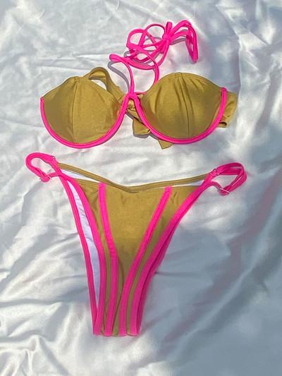 ZRTAK Leopard Swimwear Szexi Bikini Patchwork Női fürdőruha 2022 fürdőruha nyomtatott bikini szettek Solid Beachwear Cup