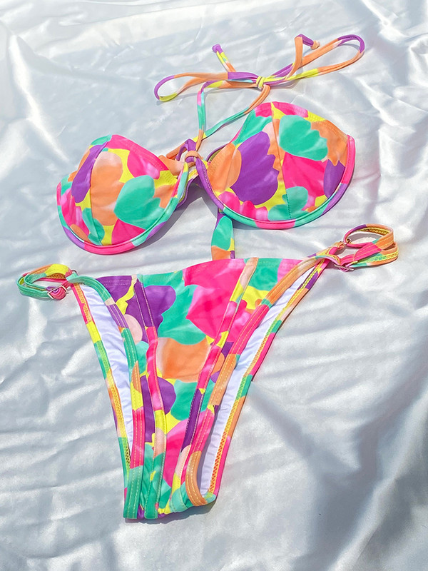 ZRTAK Leopard Swimwear Szexi Bikini Patchwork Női fürdőruha 2022 fürdőruha nyomtatott bikini szettek Solid Beachwear Cup