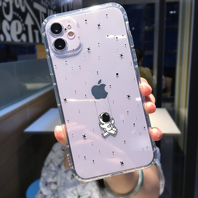Χαριτωμένη θήκη τηλεφώνου Cartoon Astronaut Planet Star για iPhone 14 Pro Max 13 12 Mini 11 XS XR 7 8 Plus Διαφανές αντικραδασμικό κάλυμμα