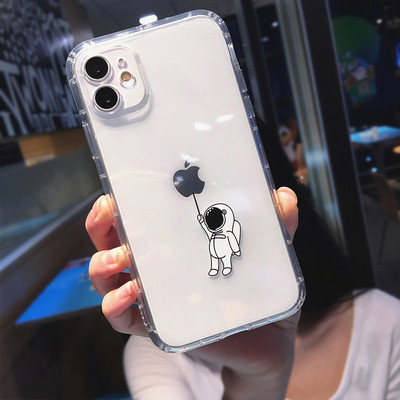 Χαριτωμένη θήκη τηλεφώνου Cartoon Astronaut Planet Star για iPhone 14 Pro Max 13 12 Mini 11 XS XR 7 8 Plus Διαφανές αντικραδασμικό κάλυμμα