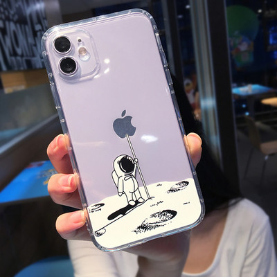 Χαριτωμένη θήκη τηλεφώνου Cartoon Astronaut Planet Star για iPhone 14 Pro Max 13 12 Mini 11 XS XR 7 8 Plus Διαφανές αντικραδασμικό κάλυμμα