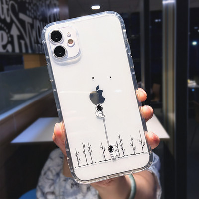 Χαριτωμένη θήκη τηλεφώνου Cartoon Astronaut Planet Star για iPhone 14 Pro Max 13 12 Mini 11 XS XR 7 8 Plus Διαφανές αντικραδασμικό κάλυμμα