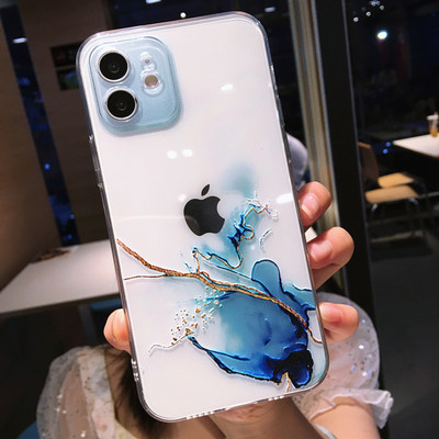 Akvarell festéssel festett telefontok iPhone 14 Pro Max 13 12 Mini 11 X XR XS 7 8 Plus színes márvány átlátszó puha ütésálló burkolathoz