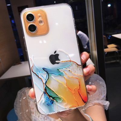 Akvarell festéssel festett telefontok iPhone 14 Pro Max 13 12 Mini 11 X XR XS 7 8 Plus színes márvány átlátszó puha ütésálló burkolathoz