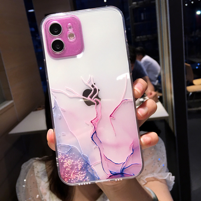 Akvarell festéssel festett telefontok iPhone 14 Pro Max 13 12 Mini 11 X XR XS 7 8 Plus színes márvány átlátszó puha ütésálló burkolathoz