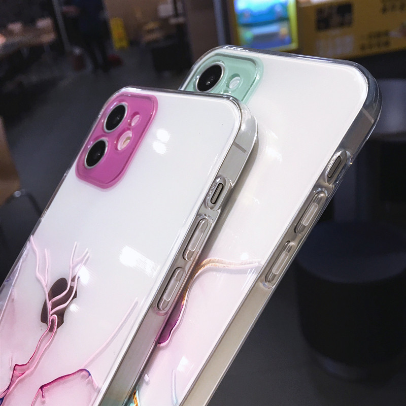 Akvarell festéssel festett telefontok iPhone 14 Pro Max 13 12 Mini 11 X XR XS 7 8 Plus színes márvány átlátszó puha ütésálló burkolathoz