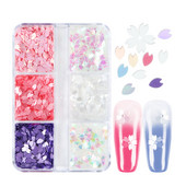 6 Rács Rózsaszín Sakura Köröm Csillogó Flitterek Hófehér Cseresznyevirágok Szirmok Pehely Alkatrészek Kawaii Nail Art Dekorációk Kiegészítők