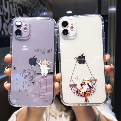 Cute Cartoon Animal Cat Clear Case Phone Για iPhone 14 Pro Max 13 12 11 X XS XR 7 8 Plus Mini Funny Διαφανές Μαλακό Πίσω κάλυμμα