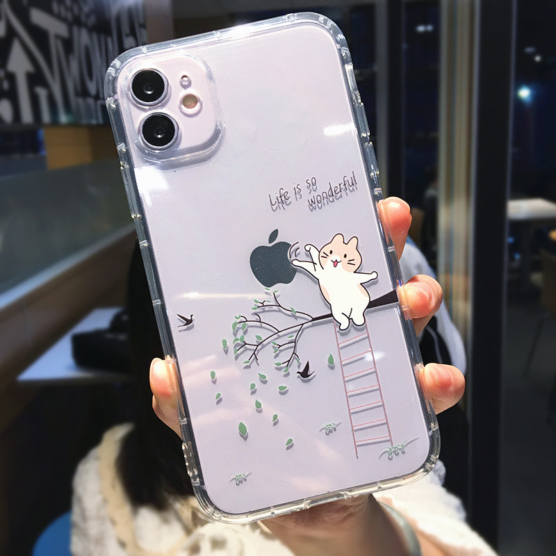 Cute Cartoon Animal Cat Clear Case Phone Για iPhone 14 Pro Max 13 12 11 X XS XR 7 8 Plus Mini Funny Διαφανές Μαλακό Πίσω κάλυμμα
