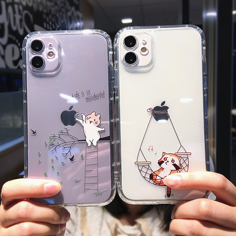 Cute Cartoon Animal Cat Clear Case Phone Για iPhone 14 Pro Max 13 12 11 X XS XR 7 8 Plus Mini Funny Διαφανές Μαλακό Πίσω κάλυμμα