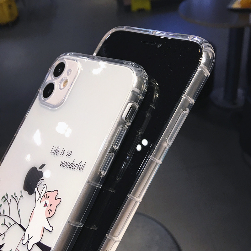 Cute Cartoon Animal Cat Clear Case Phone Για iPhone 14 Pro Max 13 12 11 X XS XR 7 8 Plus Mini Funny Διαφανές Μαλακό Πίσω κάλυμμα