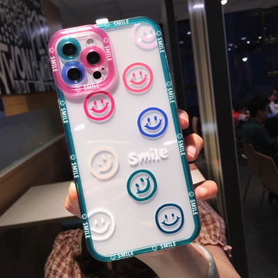 Χαριτωμένο Cartoon Smile Flower Clear Case Phone for iPhone 14 Pro Max 13 12 11 X XS XR 7 8 Plus Couple Διάφανο κάλυμμα αντικραδασμικό