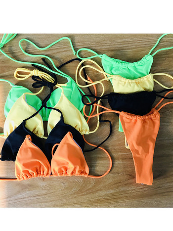 Zrtak 2022 Bikinis Thongs Μαγιό Γυναικεία Μαγιό Επίδεσμος Μασίφ μαγιό Σέξι σετ μπικίνι Micro Halter String Ρούχα παραλίας