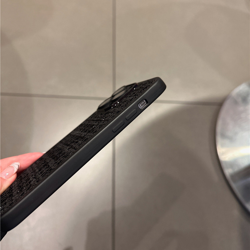 Žieminis pliušinis siuvinėtas telefono dėklas, skirtas iPhone 14 13 12 11 Pro Max XR XS Max 14Pro spindintis pynimo tinklelis fotoaparato apsauginis dangtelis