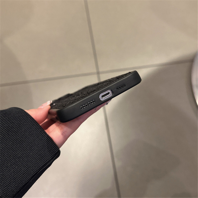 Žieminis pliušinis siuvinėtas telefono dėklas, skirtas iPhone 14 13 12 11 Pro Max XR XS Max 14Pro spindintis pynimo tinklelis fotoaparato apsauginis dangtelis