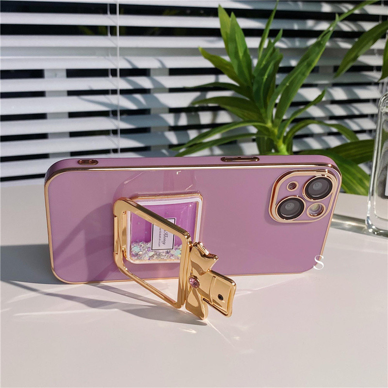 Θήκη μπιμπερό πολυτελείας με κινούμενη άμμο για iphone 11 12 13 14 pro max x xr xs κάλυμμα στήριγμα ηλεκτρολυμένη βάση τηλεφώνου fundas girl