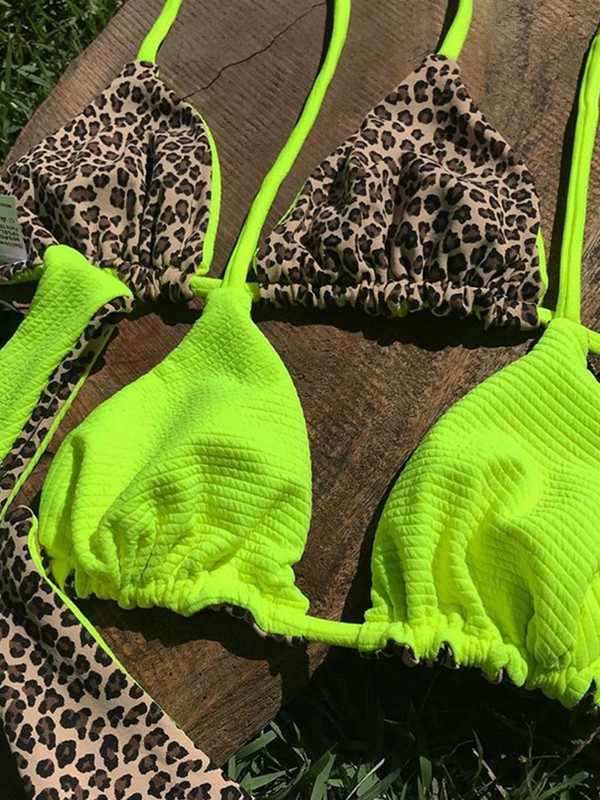 Zrtak Leopard Swimwear női szexi bikini bordás fürdőruha női patchwork strandruha Bandage bikini szett kétoldalas fürdőruha