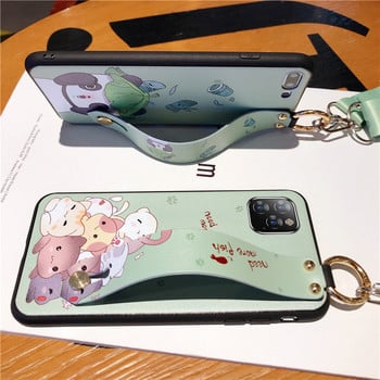 За iPhone SE 11 12 13 14 Pro Xs Max Cute Panda Cat Калъф за каишка за китка с ремък за рамо за врата за iPhone 6 7 8 Plus X Xr