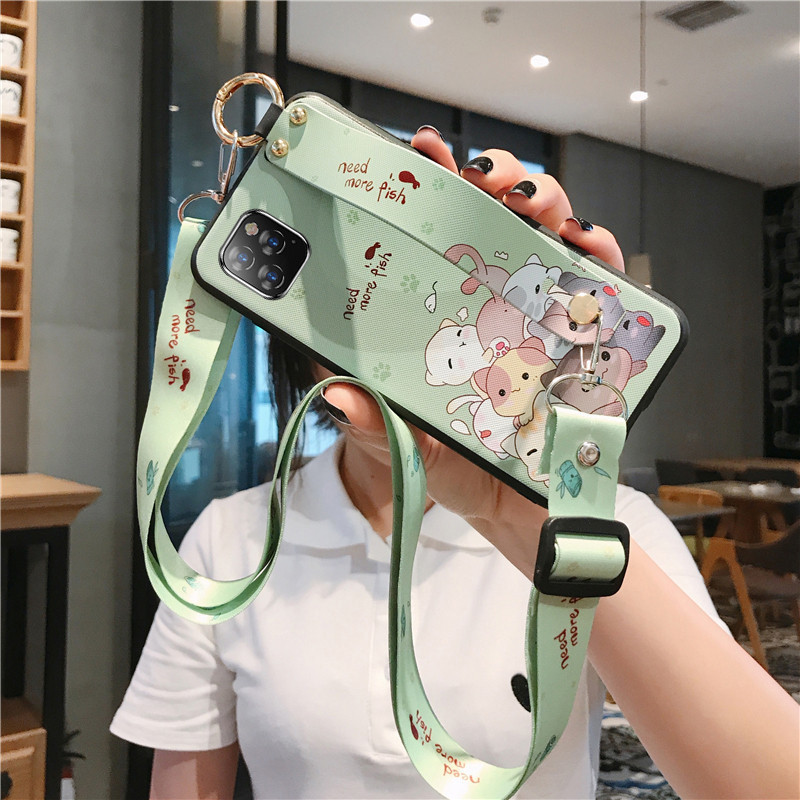 Για iPhone SE 11 12 13 14 Pro Xs Max Cute Panda Cat λουράκι καρπού με κορδόνι λαιμού ιμάντα ώμου για iPhone 6 7 8 Plus X Xr