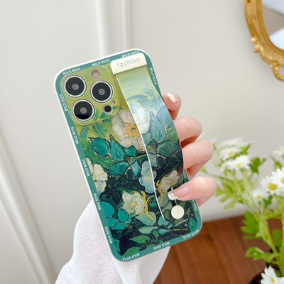 Калъф за телефон с каишка за китка за iPhone 11 12 13 Pro Max Xs Max XR 7 8 Plus SE Rose Flower Fruits Силиконов защитен капак