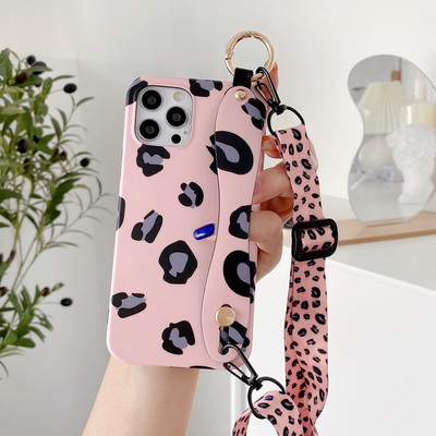 Πολυτελής θήκη καρπού Leopard χιαστί κορδόνι για iPhone 14 13 12 Mini 11 Pro Xs Max 7 8 Plus X Xr SE2 Κάλυμμα ιμάντα ώμου