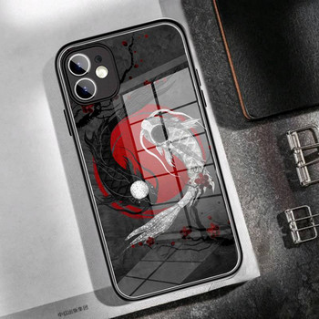 Калъф за телефон Japanese Art koi Fish WAVE Закалено стъкло за iPhone14 13 12 11 Pro XR XS MAX 8 X 7 6S Plus SE 2020 13 Mini case