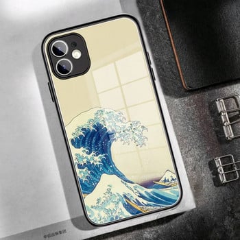 Калъф за телефон Japanese Art koi Fish WAVE Закалено стъкло за iPhone14 13 12 11 Pro XR XS MAX 8 X 7 6S Plus SE 2020 13 Mini case