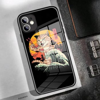 Калъф за телефон Japanese Art koi Fish WAVE Закалено стъкло за iPhone14 13 12 11 Pro XR XS MAX 8 X 7 6S Plus SE 2020 13 Mini case