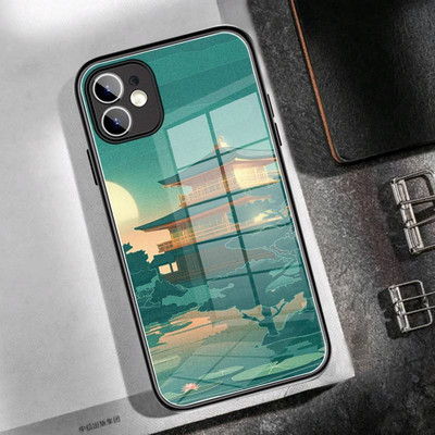 Калъф за телефон Japanese Art koi Fish WAVE Закалено стъкло за iPhone14 13 12 11 Pro XR XS MAX 8 X 7 6S Plus SE 2020 13 Mini case