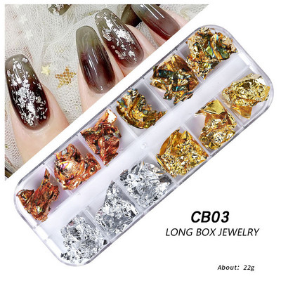 12Rács Nail Art Arany Ezüst Fólia Papír Levél Pehely Pelyhek Paillette Manikűr barkácsolás Csillogó Gél Lakk Körömdíszítő Kiegészítők