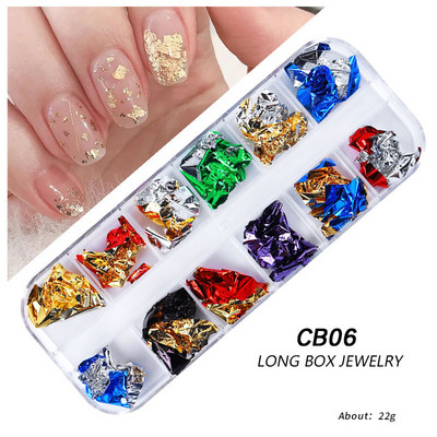 12Rács Nail Art Arany Ezüst Fólia Papír Levél Pehely Pelyhek Paillette Manikűr barkácsolás Csillogó Gél Lakk Körömdíszítő Kiegészítők