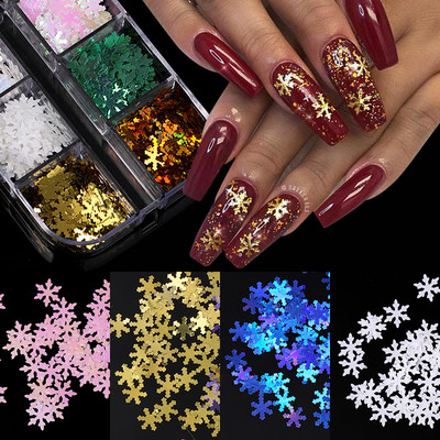 12Gird Box Butterfly Nails Sequins Nail Art Holographic Glitter Διακοσμήσεις Μανικιούρ Flakes Kit Laser Design 3D Nails Accesorios