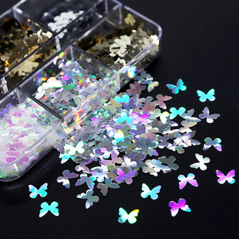 1box Holographic Butterfly Nail Art Sequins Laser Star Love Heart Glitter Flakes Σχέδιο Μανικιούρ Αξεσουάρ διακόσμησης νυχιών τέχνης