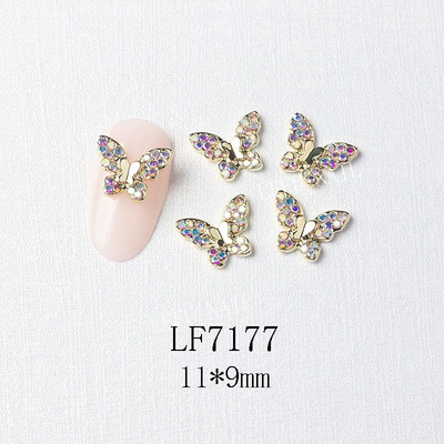 10 vnt Butterfly lydinio dervos nagų dailės papuošalų žavesys 3D drugelis aukso/sidabro cirkonio deimantas „pasidaryk pats“ nagų dailės dekoravimo priedai