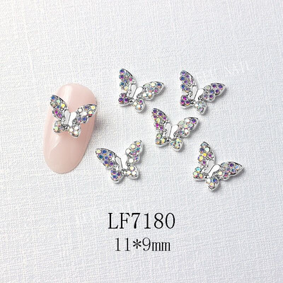 10 vnt Butterfly lydinio dervos nagų dailės papuošalų žavesys 3D drugelis aukso/sidabro cirkonio deimantas „pasidaryk pats“ nagų dailės dekoravimo priedai