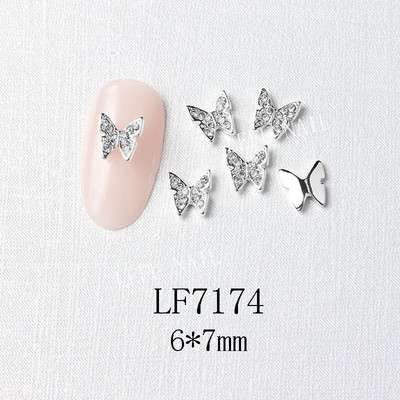 10 vnt Butterfly lydinio dervos nagų dailės papuošalų žavesys 3D drugelis aukso/sidabro cirkonio deimantas „pasidaryk pats“ nagų dailės dekoravimo priedai