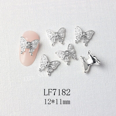 10 vnt Butterfly lydinio dervos nagų dailės papuošalų žavesys 3D drugelis aukso/sidabro cirkonio deimantas „pasidaryk pats“ nagų dailės dekoravimo priedai