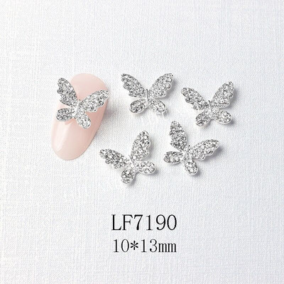10 vnt Butterfly lydinio dervos nagų dailės papuošalų žavesys 3D drugelis aukso/sidabro cirkonio deimantas „pasidaryk pats“ nagų dailės dekoravimo priedai