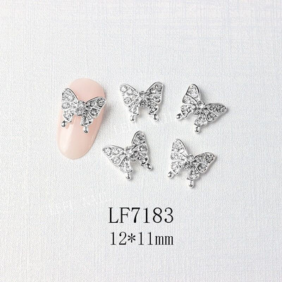 10 vnt Butterfly lydinio dervos nagų dailės papuošalų žavesys 3D drugelis aukso/sidabro cirkonio deimantas „pasidaryk pats“ nagų dailės dekoravimo priedai