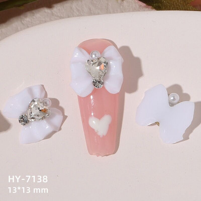 10 vnt Butterfly lydinio dervos nagų dailės papuošalų žavesys 3D drugelis aukso/sidabro cirkonio deimantas „pasidaryk pats“ nagų dailės dekoravimo priedai