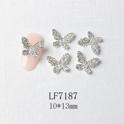 10 vnt Butterfly lydinio dervos nagų dailės papuošalų žavesys 3D drugelis aukso/sidabro cirkonio deimantas „pasidaryk pats“ nagų dailės dekoravimo priedai