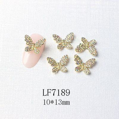 10 vnt Butterfly lydinio dervos nagų dailės papuošalų žavesys 3D drugelis aukso/sidabro cirkonio deimantas „pasidaryk pats“ nagų dailės dekoravimo priedai