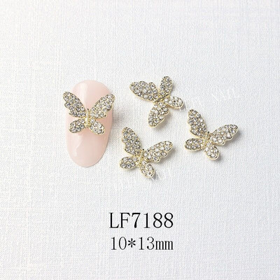 10 vnt Butterfly lydinio dervos nagų dailės papuošalų žavesys 3D drugelis aukso/sidabro cirkonio deimantas „pasidaryk pats“ nagų dailės dekoravimo priedai