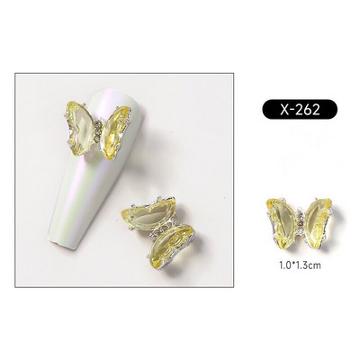 10 vnt Butterfly lydinio dervos nagų dailės papuošalų žavesys 3D drugelis aukso/sidabro cirkonio deimantas „pasidaryk pats“ nagų dailės dekoravimo priedai