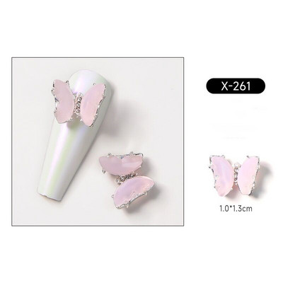 10 vnt Butterfly lydinio dervos nagų dailės papuošalų žavesys 3D drugelis aukso/sidabro cirkonio deimantas „pasidaryk pats“ nagų dailės dekoravimo priedai