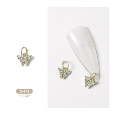 10 vnt Butterfly lydinio dervos nagų dailės papuošalų žavesys 3D drugelis aukso/sidabro cirkonio deimantas „pasidaryk pats“ nagų dailės dekoravimo priedai